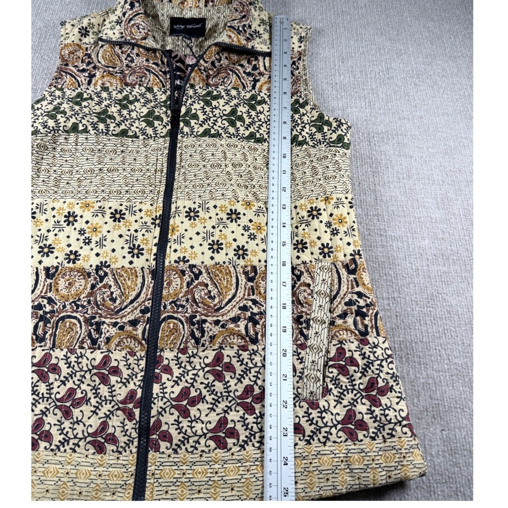 Young Thread Boho Patchwork‎ Quilted Vest – Cotton Zip Front Cottagecore Size M - Picture 11 of 11